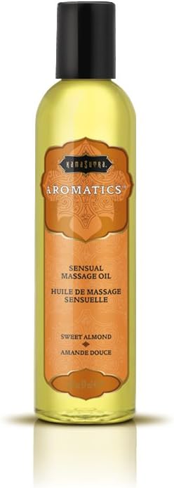 KAMA SUTRA Aromatics Massage Oil Sweet Almond – 2 fl oz Rich Blend of Natural Essential Oils Coconut Oil Almond Oil - Date Night Couples Massage Full Body Massage Oil for Daily Use Body Care