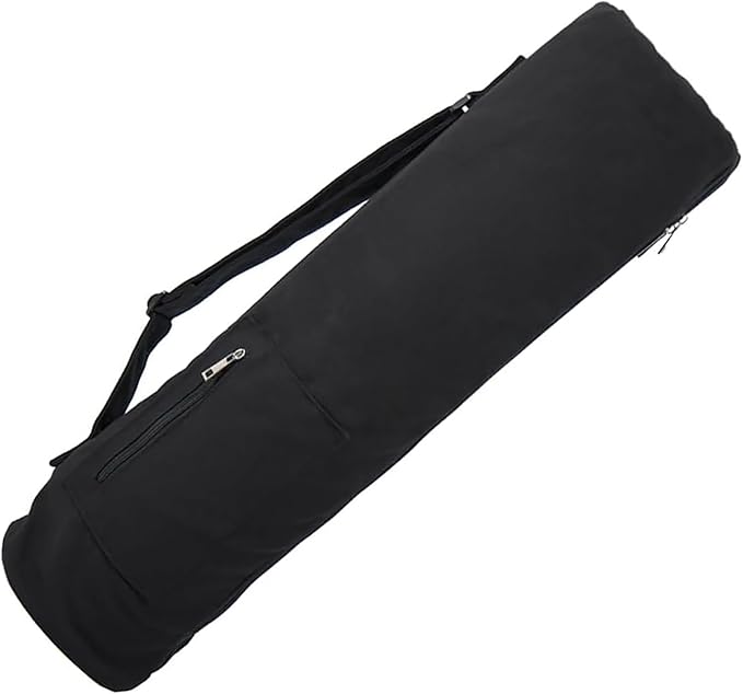 Cotton yoga mat bag with Pockets and Adjustable Strap - Full Zip Cargo Yoga Mat Carrier Bag - Bag for 1/4" 1/3" Thick Yoga Mat