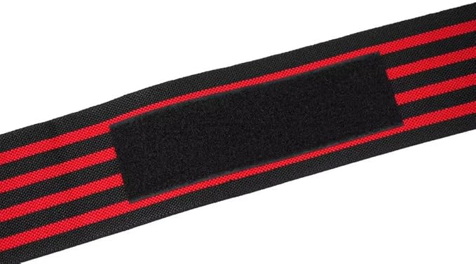 Knee Wraps for Weightlifting Bodybuilding Deadlifting and Squats, Black and Red Striped, 72 Inches Length, Gym Fitness Workout Support, Pair