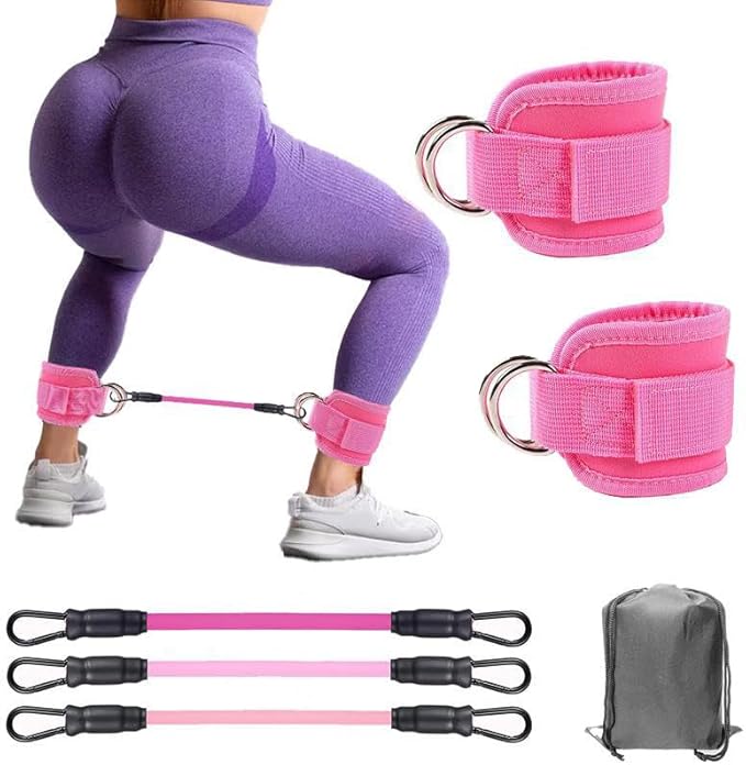 Resistance Bands, 5-Pack Ankle Band Set for Leg and Hip Training – TPE Material Band for Women Men, with Comfortable Grip, Ideal for Home Workouts, Exercise Equipment,Yoga Gym Fitness, Adjustable