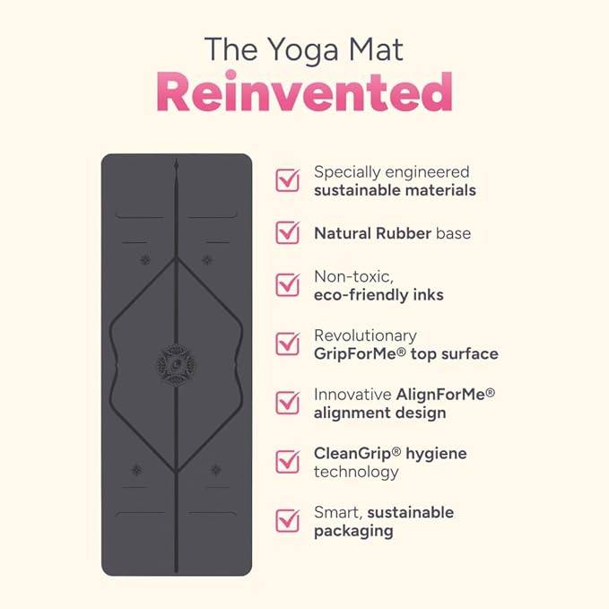 Liforme Special Yoga Mat – Free Yoga Bag Included - Patented Alignment System, Warrior-like Grip, Non-slip, Eco-friendly, Sweat-Resistant, Long, Wide, 4.2mm thick mat for comfort