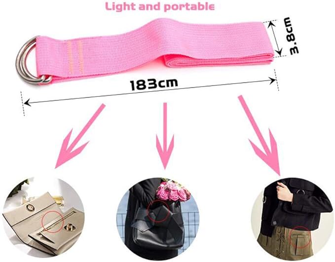 Cotton Exercise Yoga stretch Strap - Sturdy Flexibility Tensile Belt Adjustable Metal D-Ring Buckle, Hold Poses for Daily Stretching, Pilates, General Fitness, and Physical Therapy