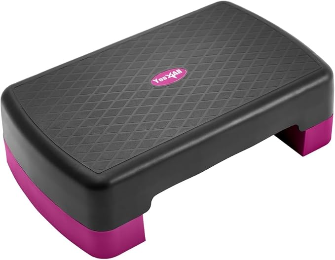 Yes4All Aerobic Exercise Step Platform, Exercise Stepper with Risers for Cardio and Strength Training, Workout Stepper for Home Gym