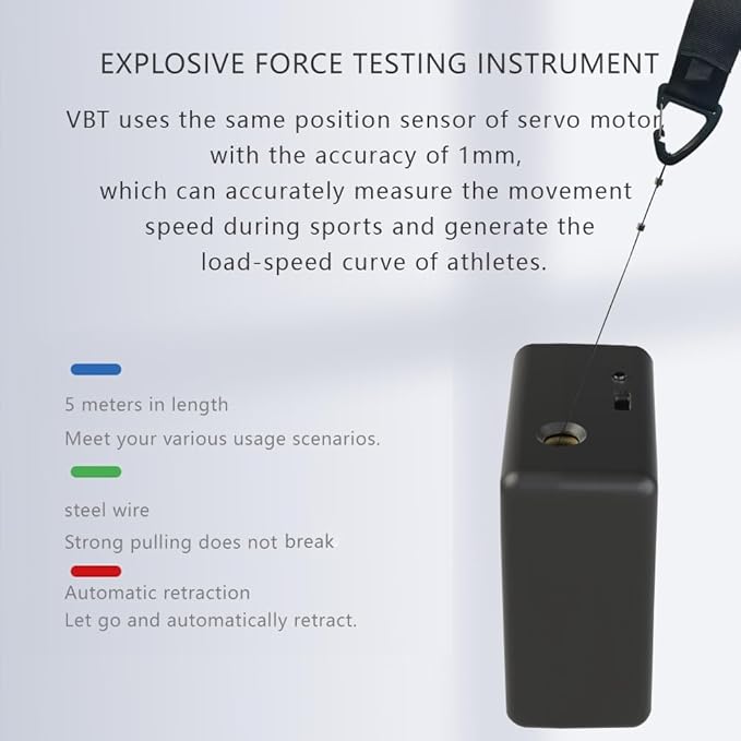 Velocity Based Training Tool, Linear Encoder for Powerlifting & Vertical Jumps - ±1mm Precision | Realtime Training Data Tracking | Voice Feedback | 50h Battery | Magnetic Mount (Black)