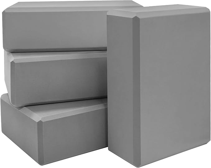 Yoga Blocks 4 Pack - Premium 3"x6"x9" EVA Foam Bricks for Pilates Workout, Stretching, Meditation | Non-slip and Lightweight Yoga Bricks for Flexibility, Balance, Spine Strength