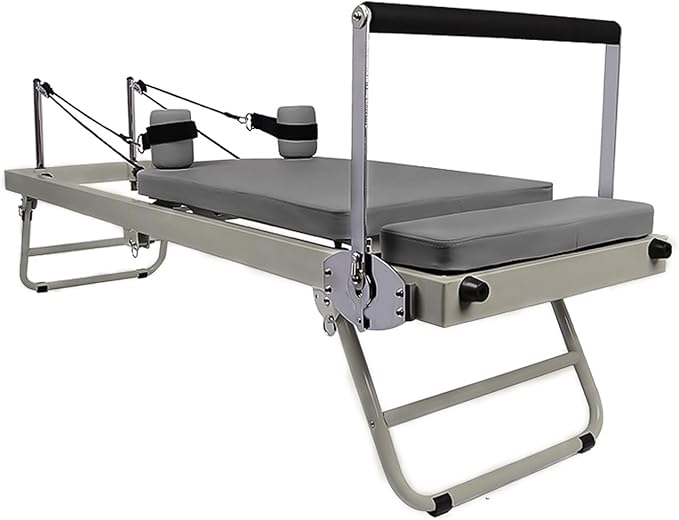 Foldable Pilates Reformer & Equipment,Adjustable Angle Pilates Machine,Portable Pilates Reformer,Pilates Reformer Workout Machine for Home Gym-Up to 300 Lbs Weight Capacity,Black/Beige