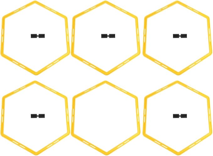Hexagonal Agility Rings, Speed Rings, Pack of 6, Portable Hexagonal, Agility Hurdles, Footwork Training