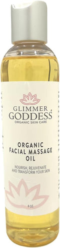 Glimmer Goddess Organic Facial Massage Oil for Organic Skincare Enthusiasts - Vegan, Body Lubricant, Unscented, Liquid, Nourishing Body Lubricant