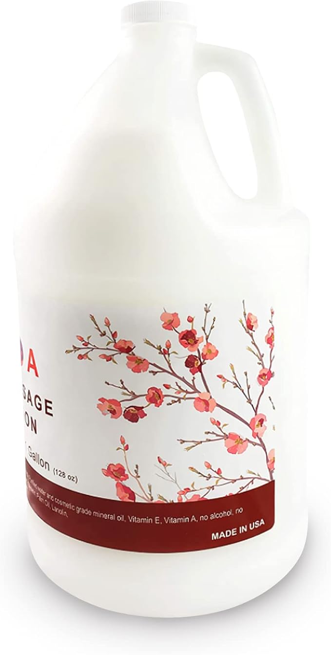 TOA Massage Lotion 1 Gallon Bottle; for Massage Therapy with Natural Ingredients to moisturize, Hydrate and Smooth Rough Skin for All Skin Types