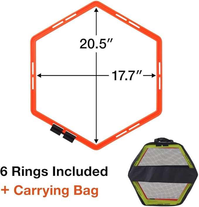 Japard Hex Agility Rings for Speed Training & Agility Footwork Training Speed Hurdles Ladder with Carrying Bag