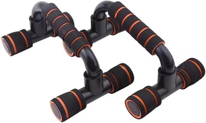 1Pair Push Up Bar Strength Training Non-Slip Sturdy Push-Up Stands Floor Workouts Fitness Calisthenics for Men Women(Black Orange)
