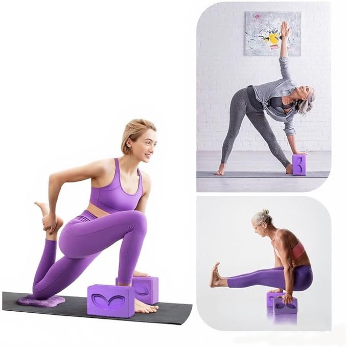 2 Pcs Large Yoga Blocks Rabbit ear groove shape- Supportive Latex-Free Eva Foam - Soft Non-Slip Surface with Beveled Edges for Yoga, Pilates, Meditation - Yoga Accessories for Stability, Balance, Deepen Stretches,yoga blocks set