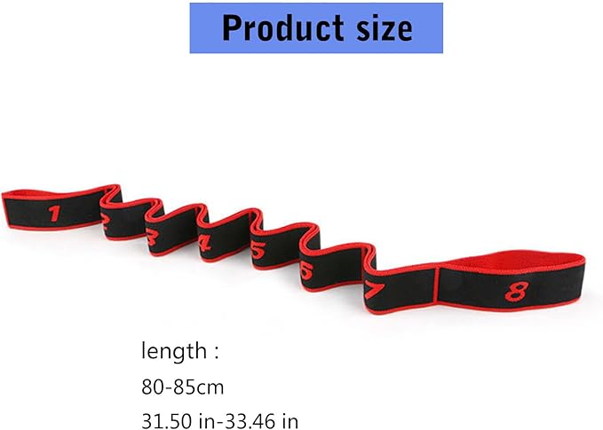 Fitness Band Elastic Stretch Strap with 8 Looped Resistance Stretching Strap for Pilates Dance Resistance
