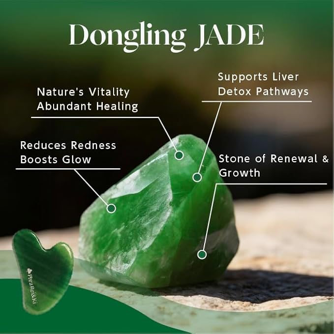 Phra Rei&Ki] Gua Sha Facial Tools, Customed Natural Jade Stone, Gua Sha Tool for Face, Manual Massage Tool for Jawline Sculpting, Puffiness Reducing and Face Lifting, Massager for Skin-Care