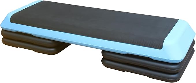 43'' Exercise Aerobic Step Platform, Adjustable Height 4-6-8in Exercise Stepper Workout with 4 Detachable Risers, Aerobics Stepper Workout Stepper for Home Gym Cardio Strength & Training