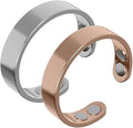 Stainless steel lymphatic magnetic therapy ring, adjustable fatigue relief sleep magnetic finger ring, open magnet unisex ring