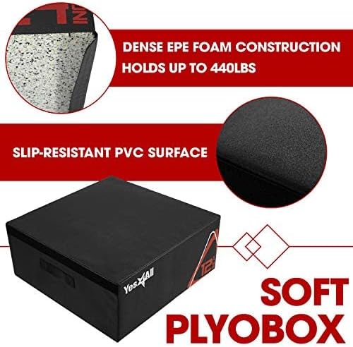 Yes4All Adjustable Soft Plyo Box, Jumping Trainer - For Plyometric Exercises and Conditioning, Multiple Height Variations