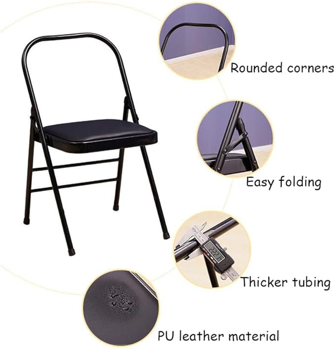 Pilates Yoga Chair,Foldable Yoga Auxiliary Chair,Folding Balance Handstand Training Tool,Metal Back Bender Lounge Inversion Trainer for Home and Studio,Black