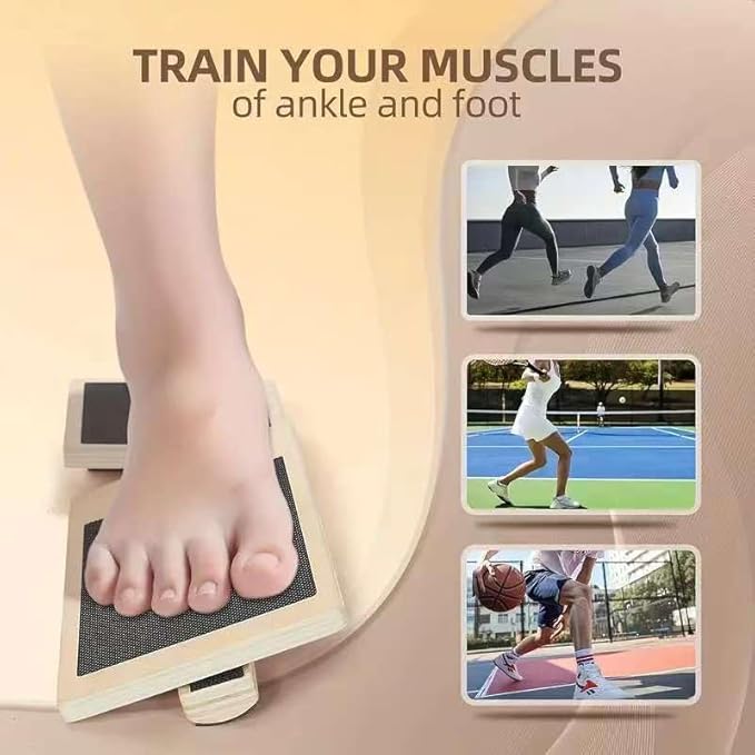 Wooden ankle balance board, safe and non-slip, small strength training device, helps to enhance stability, balance and core muscle strength