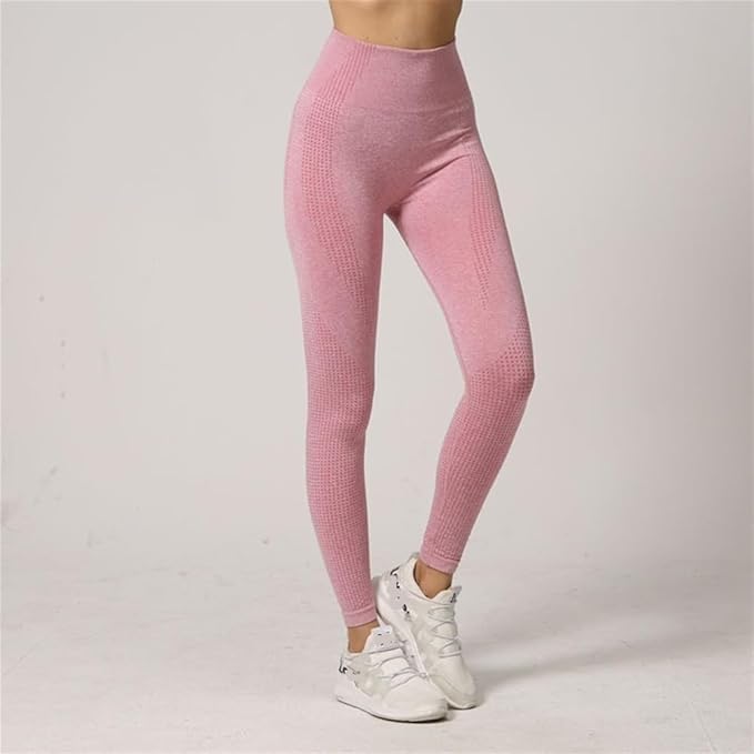 Yoga Set Seamless Women Long Sleeve Blouses Top Gym Sport Bra High Waist Tight Leggings Fitness Suit Shorts Sets (Color : Pink Trousers, Size : Small)