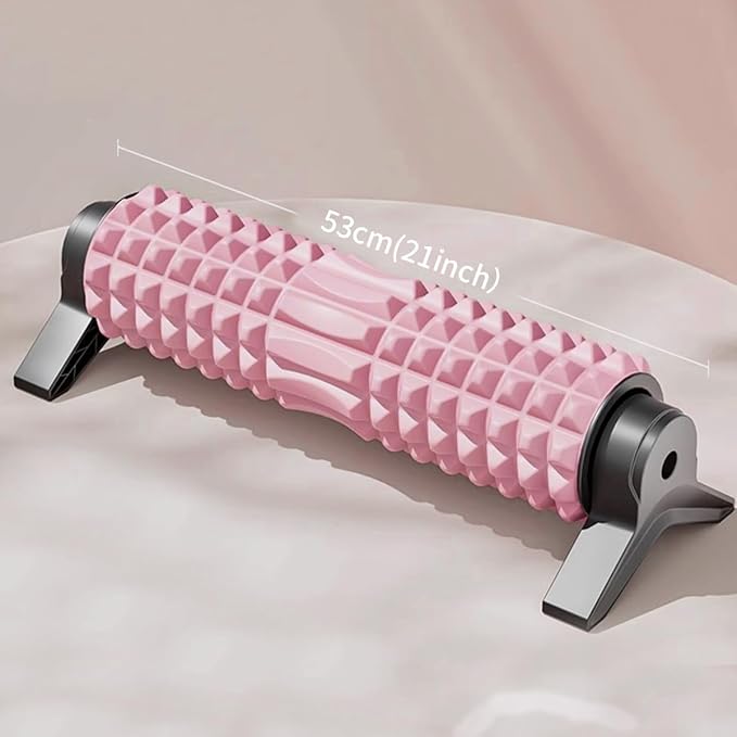 RUNWE Foam Roller with Stand - Bracket Foam Roller for Back Pain, 21 inch Trigger Point Deep Tissue Massage Roller, Medium Density Grid Bracket Foam Rollers, Leg Roller for Muscles Deep Tissue