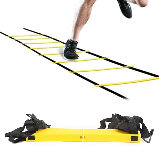 Agility Ladder, 12 Rungs PP Speed Ladder Adjustable Foldable Training Ladders with Triangular Hook and Loop for Soccer, Speed, Football Fitness Feet Training