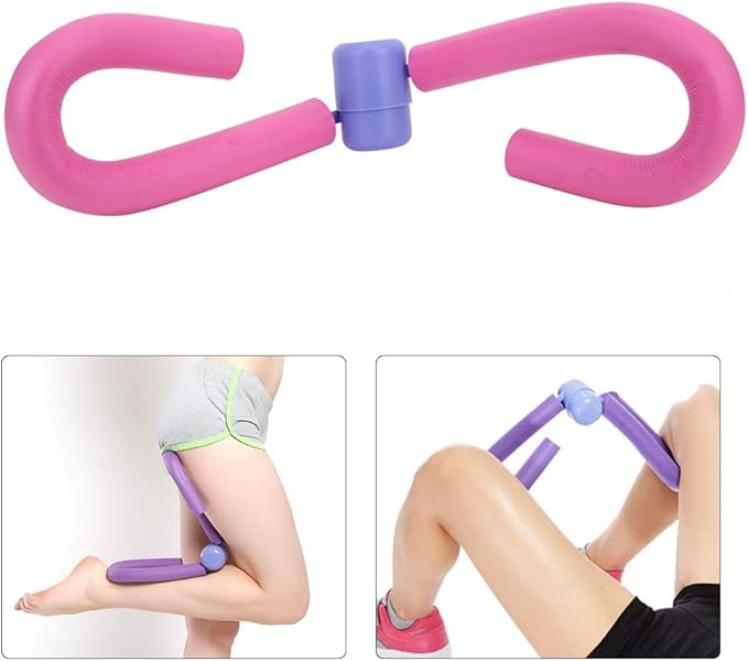 Semme Leg Thigh Exerciser Trainer Portable Gym Equipment Strength Training for Home Workout Fitness Enthusiasts Gray Pink Collodion Metal Spring