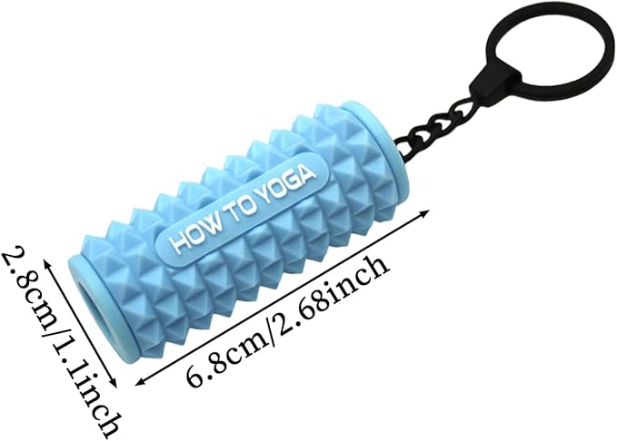 Tizee Mini Yoga Foam Roller Keychain - Spiky Fitness Accessory,with Clasp,Gym and Office Use, 2-Pack Mixed Colors (Pink/Yellow)