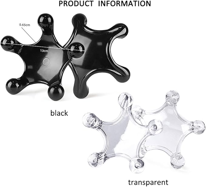Trigger Point Massage Tools, 2 Pcs 5 Point Deep Tissue Manual Massager Handheld Body Massagers, Handheld Palm Pressure Point Massage Tool for Neck Shoulder Back Muscle Pain Relief (Black)