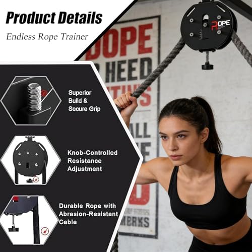 Adjustable Pulley System for Home Gym - Cable Machine with Endless Rope, Door Mount Suspension Trainer for Functional Upper Body & Coordination Workouts