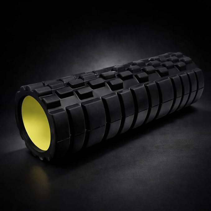 Firm Foam Roller 18 Inch x 5.5 Inch Hollow Core Design for Muscle Recovery, Stretching, Yoga, Workout Support, Black