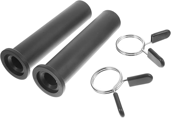 Mikikit Barbell Handle Grip and Weight Plate Posts Set, Plastic Anti-Slide Gym Barbell Attachments with Adjustable Butterfly Clips, 5pcs Strength Training Equipment for Home Fitness