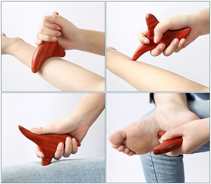 2Pcs Thai Reflexology Master Hand Foot Stress Reliever Ergonomic Wing Massager Wooden SPA Therapy Tool Vibrant Massage Tools Wooden Crafts