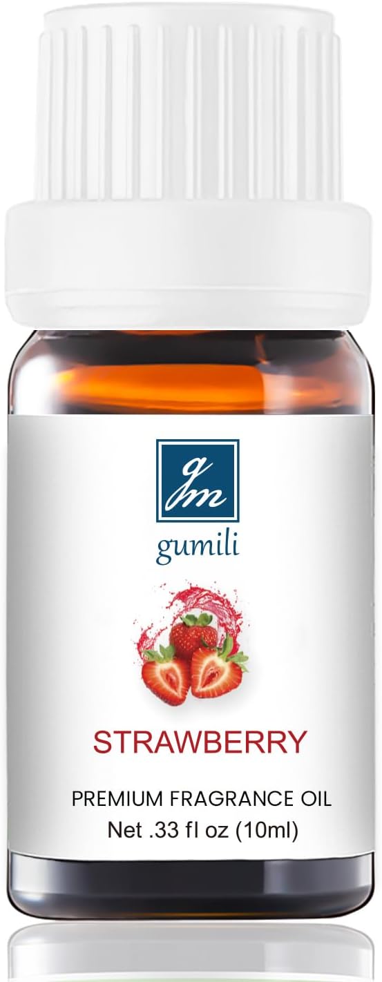 Strawberry Essential Oil - Pure Organic Scent for for Aromatherapy, Diffusers, Spray, Skin & Hair Care, Massage, DIY Candles & Soap, Perfume - Fruity Fragrance, 10mL