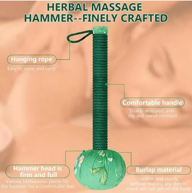 Lymphatic Drainage Massager，Mugwort Massage Hammer Herbal Wormwood Massage Tool Meridian Tapping Stick，Manual Full Body Back Shoulder Neck Relief, Muscle Stress Reduction Wormwood (Purple, 31CM)