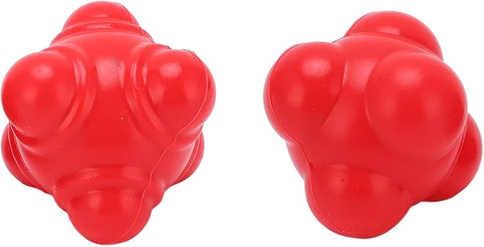 2Pcs Reaction Balls,Mini and Portable Irregular Shape Reaction Balls,Robust Rubber Bounce Reaction Balls for Speed,Strength,Running,Football,Volleyball,Basketball,Baseball(L-Red)