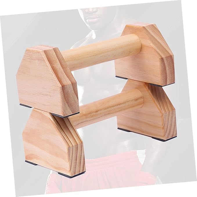 CHILDWEET Solid Wood Handstand Bar and Push-up Bracket Set, Muscle Training Fitness Equipment with Non-slip Base for Home Calisthenics and Strength Workouts