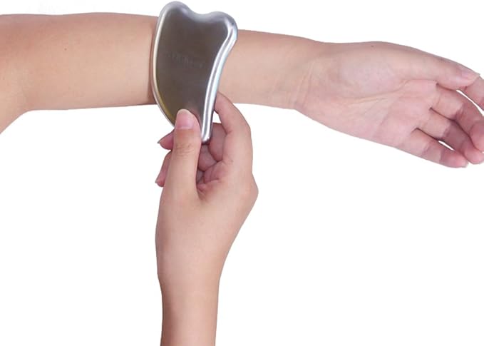 Stainless Steel Gua Sha Scraping Massage Tool - IASTM Tools Great Soft Tissue Mobilization Tool Design to Reduce Neck, Shoulder, Back and Muscle Pain (Heart Shape)