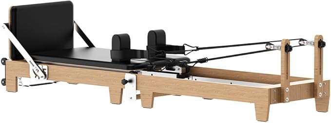Foldable Pilates Reformer Machine, Quick-Assembly Studio Grade Pilates Reformer for Home and Gym, Pilates Equipment with Adjustable Resistance, Jump Board and Accessories