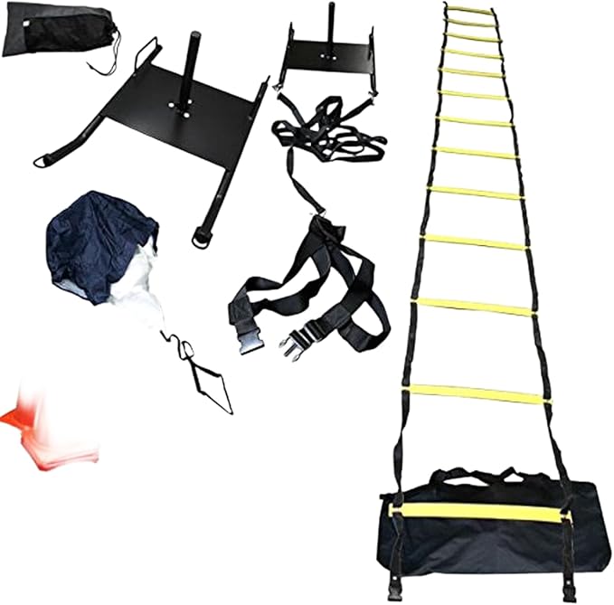 Bluedot Trading Power Running Training Speed Weight Sled, Ladder, Agility Cone Set for Athletic Exercise and Speed Improvement, Conditioning, and Cross-Training