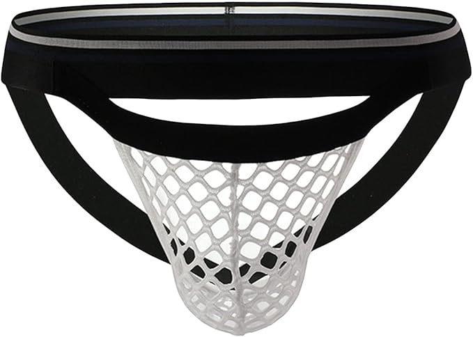 JEsilunmaMY Men's Fishnet Jockstrap U Convex Breathable Low Waist Mesh Thong Underwear Athletic Supporters Briefs Underpants