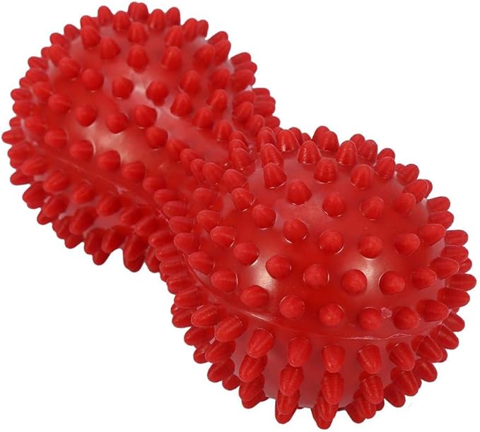 Spiky Massage Ball Peanut Massager Ball Fitness Exercise Mobility Peanut Ball Pain Muscle Steess Foot Myofascial Relief for Plantar Fasciitis Heel Foot Arch Pain (red)