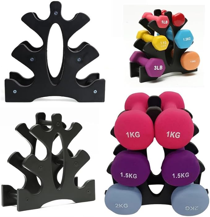 Neoprene Dumbbell Rack Hand Weights Bracket Display Storage Stand Organizer Lightweight Plastic Assemble 6 Position Holder for Hand Weight Dumbbells 1LB-15LBS Gym Fitness