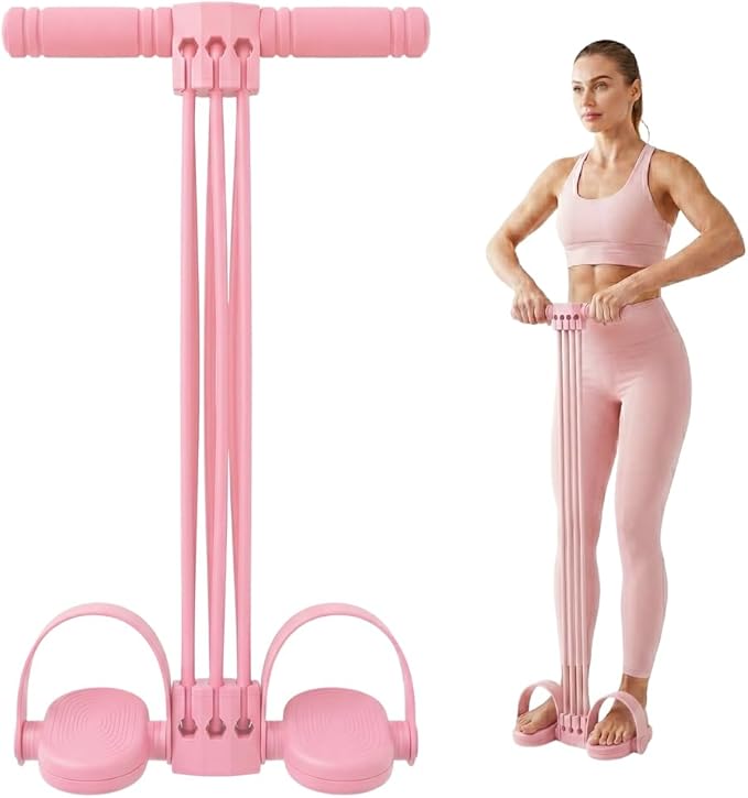 Pedal Resistance Bands with Handles, Upgrade 6-Tube Natural Rubber Foot Pedal Resistance Band, Multifunction Home Gym Equipment for Arms, Legs, Abdomen, Waist Training