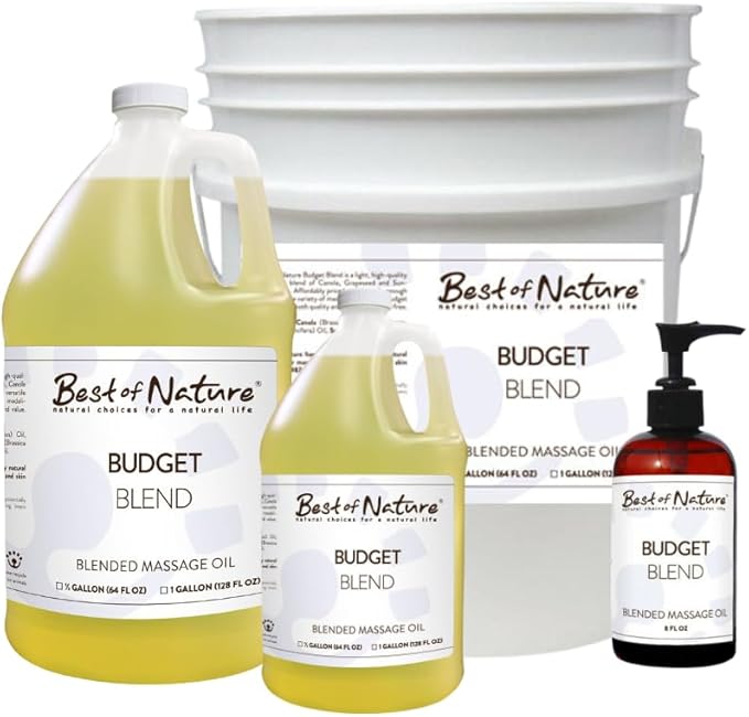 Best of Nature Budget Blend Massage & Body Oil - Affordable, Lightweight Moisturizer for Therapists & Spas, 5 Gallon Bulk Size