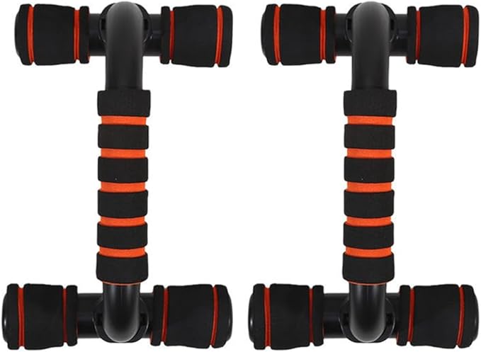 1Pair Push Up Bar Strength Training Non-Slip Sturdy Push-Up Stands Floor Workouts Fitness Calisthenics for Men Women(Black Orange)