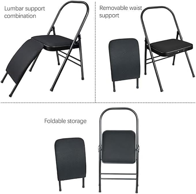 Pilates Yoga Chair,Iyengar Yoga Chair,Yoga Inversion chairyoga Assist Chair,with Lumbar Back Support,Backless Chair Yoga Chair,Black