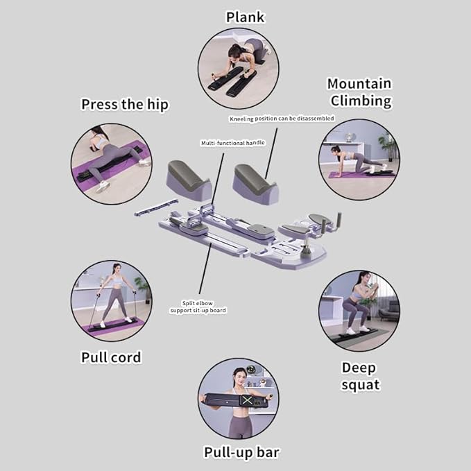 Spine Twist and Stretch Trainer, Multifunctional Abdominal Plate, Detachable Ab Trainer Machine with Anti-Slip Design, Portable Pilates Reformer for Core Workouts, Pilates Board