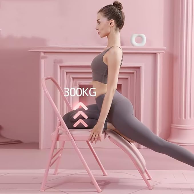 Pilates Yoga Chair,Iyengar Yoga Chair,Yoga Inversion chairyoga Assist Chair,with Lumbar Back Support,Backless Chair Yoga Chair,Pink