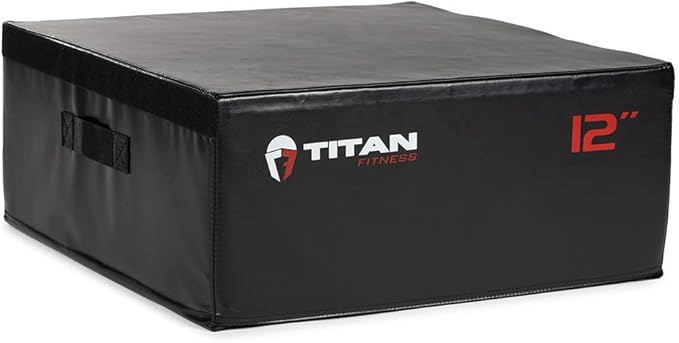 Titan Fitness 12" Stackable Soft Foam Plyometric Box, High Density EPE Foam Core Plyo Box, Step Up Exercise Platform, Box Squat, Step-Up, Box Jumps for Home Garage Gym Training